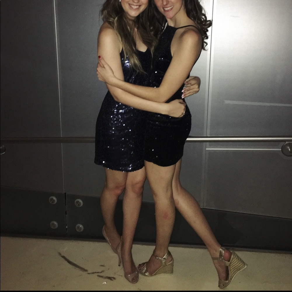 Sequin Navy Strappy Dress